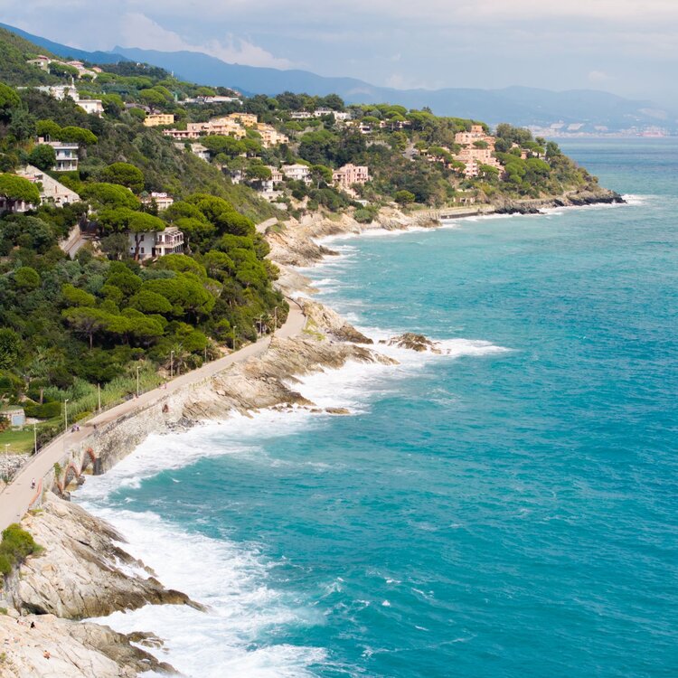 Panoramica Della Pista Ciclabile Lungomare Europa Che Collega Varazze E Cogoleto E Che Costeggia Il Mare